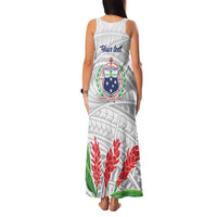 Personalised Samoa 685 Family Matching Tank Maxi Dress and Hawaiian Shirt Teuila Flower With White Samoan Tattoo