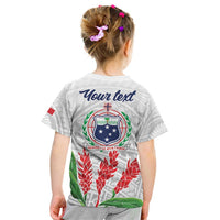 Personalised Samoa 685 Kid T Shirt Teuila Flower With White Samoan Tattoo LT9 - Polynesian Pride