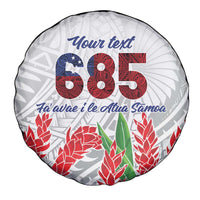 Personalised Samoa 685 Spare Tire Cover Teuila Flower With White Samoan Tattoo LT9 - Polynesian Pride
