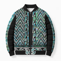 New Zealand Maori Niho Taniwha Bomber Puffer Jacket Papua Shell - Mangopare Puhoro Pattern