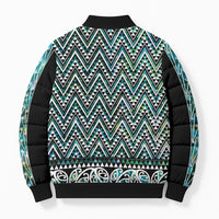 New Zealand Maori Niho Taniwha Bomber Puffer Jacket Papua Shell - Mangopare Puhoro Pattern