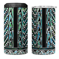 New Zealand Maori Niho Taniwha 4 in 1 Can Cooler Tumbler Papua Shell - Mangopare Puhoro Pattern
