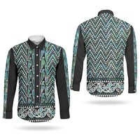 New Zealand Maori Niho Taniwha Couples Matching Off Shoulder Short Dress and Long Sleeve Button Shirt Papua Shell - Mangopare Puhoro Pattern LT9 - Polynesian Pride