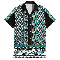 New Zealand Maori Niho Taniwha Family Matching Off Shoulder Short Dress and Hawaiian Shirt Papua Shell - Mangopare Puhoro Pattern
