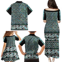 New Zealand Maori Niho Taniwha Family Matching Puletasi and Hawaiian Shirt Papua Shell - Mangopare Puhoro Pattern