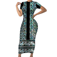 New Zealand Maori Niho Taniwha Family Matching Short Sleeve Bodycon Dress and Hawaiian Shirt Papua Shell - Mangopare Puhoro Pattern