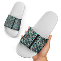New Zealand Maori Niho Taniwha Slide Sandals Papua Shell - Mangopare Puhoro Pattern