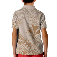 Hawaii Monk Seal and Map Kid Polo Shirt Polynesian Kanaka Maoli Beige Vibe