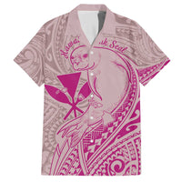 Hawaii Monk Seal and Map Family Matching Off Shoulder Short Dress and Hawaiian Shirt Polynesian Kanaka Maoli Pink Vibe