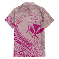 Hawaii Monk Seal and Map Family Matching Short Sleeve Bodycon Dress and Hawaiian Shirt Polynesian Kanaka Maoli Pink Vibe