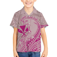 Hawaii Monk Seal and Map Family Matching Short Sleeve Bodycon Dress and Hawaiian Shirt Polynesian Kanaka Maoli Pink Vibe