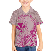 Hawaii Monk Seal and Map Kid Hawaiian Shirt Polynesian Kanaka Maoli Pink Vibe