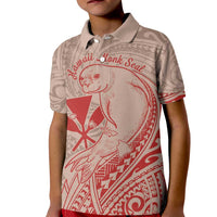Hawaii Monk Seal and Map Kid Polo Shirt Polynesian Kanaka Maoli Red Vibe