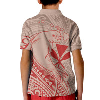 Hawaii Monk Seal and Map Kid Polo Shirt Polynesian Kanaka Maoli Red Vibe