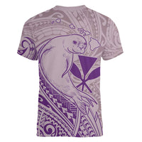 Hawaii Monk Seal and Map Women V-Neck T-Shirt Polynesian Kanaka Maoli Violet Vibe