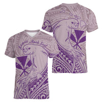 Hawaii Monk Seal and Map Women V-Neck T-Shirt Polynesian Kanaka Maoli Violet Vibe