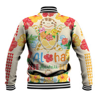 Kawaii Turtle Baseball Jacket Aloha Hibiscus Flowers