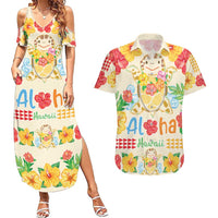 Kawaii Turtle Couples Matching Summer Maxi Dress and Hawaiian Shirt Aloha Hibiscus Flowers