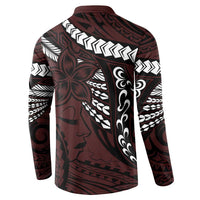 Polynesian Girl Tribal Tattoo Button Sweatshirt Oxbood Vibe