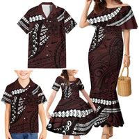 Polynesian Girl Tribal Tattoo Family Matching Mermaid Dress and Hawaiian Shirt Oxbood Vibe