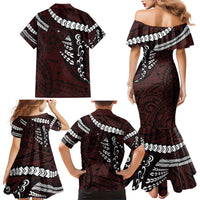 Polynesian Girl Tribal Tattoo Family Matching Mermaid Dress and Hawaiian Shirt Oxbood Vibe