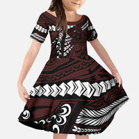 Polynesian Girl Tribal Tattoo Kid Short Sleeve Dress Oxbood Vibe LT9 KID Oxblood - Polynesian Pride