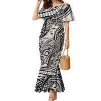Polynesian Girl Tribal Tattoo Family Matching Mermaid Dress and Hawaiian Shirt Beige Vibe