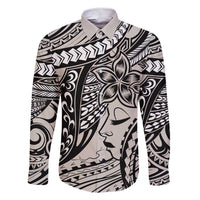 Polynesian Girl Tribal Tattoo Family Matching Short Sleeve Bodycon Dress and Hawaiian Shirt Beige Vibe