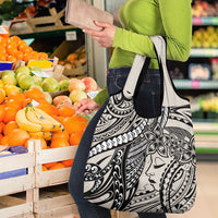 Polynesian Girl Tribal Tattoo Grocery Bag Beige Vibe