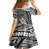 Polynesian Girl Tribal Tattoo Kid Short Sleeve Dress Beige Vibe LT9 - Polynesian Pride