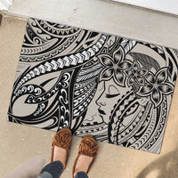 Polynesian Girl Tribal Tattoo Rubber Doormat Beige Vibe