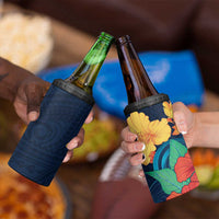 Polynesian Hibiscus Flower Waves Pattern 4 in 1 Can Cooler Tumbler