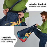 Polynesian Hibiscus Flower Waves Pattern Grocery Bag