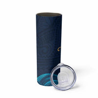 Polynesian Hibiscus Flower Waves Pattern Skinny Tumbler
