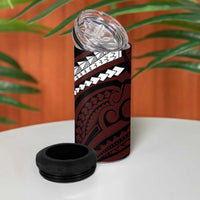 Polynesian Oxblood Line Art Tribal Tattoo 4 in 1 Can Cooler Tumbler LT9 - Polynesian Pride