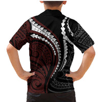 Polynesian Oxblood Line Art Tribal Tattoo Family Matching Mermaid Dress and Hawaiian Shirt