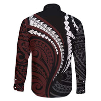 Polynesian Oxblood Line Art Tribal Tattoo Family Matching Mermaid Dress and Hawaiian Shirt