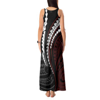 Polynesian Oxblood Line Art Tribal Tattoo Tank Maxi Dress LT9 - Polynesian Pride