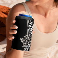 Polynesian Plumeria Floral Tattoo Pattern 4 in 1 Can Cooler Tumbler Beige Style
