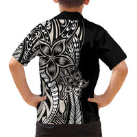 Polynesian Plumeria Floral Tattoo Pattern Family Matching Tank Maxi Dress and Hawaiian Shirt Beige Style