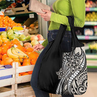 Polynesian Plumeria Floral Tattoo Pattern Grocery Bag Beige Style