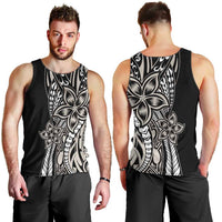 Polynesian Plumeria Floral Tattoo Pattern Men Tank Top Beige Style