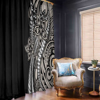 Polynesian Plumeria Floral Tattoo Pattern Window Curtain Beige Style