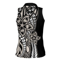 Polynesian Plumeria Floral Tattoo Pattern Women Sleeveless Polo Shirt Beige Style LT9 - Polynesian Pride