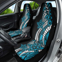 Polynesian Plumeria Floral Tattoo Pattern Car Seat Cover Blue Style