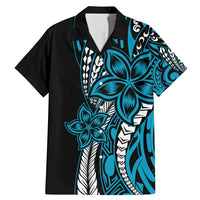 Polynesian Plumeria Floral Tattoo Pattern Family Matching Mermaid Dress and Hawaiian Shirt Bllue Style