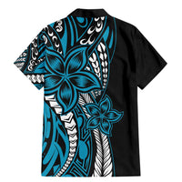 Polynesian Plumeria Floral Tattoo Pattern Family Matching Mermaid Dress and Hawaiian Shirt Bllue Style