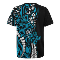Polynesian Plumeria Floral Tattoo Pattern Rugby Jersey Bllue Style