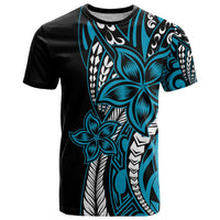 Polynesian Plumeria Floral Tattoo Pattern T Shirt Blue Style LT9 Blue - Polynesian Pride