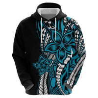 Polynesian Plumeria Floral Tattoo Pattern Zip Hoodie Bllue Style